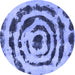 Round Abstract Blue Modern Rug, abs741blu