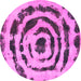 Round Machine Washable Abstract Pink Modern Rug, wshabs741pnk