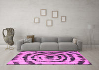 Machine Washable Abstract Pink Modern Rug, wshabs741pnk