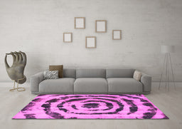 Machine Washable Abstract Pink Modern Rug in a Living Room, wshabs741pnk