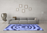 Machine Washable Abstract Blue Modern Rug, wshabs741blu