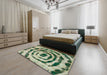 Abstract Sage Green Modern Rug in a Bedroom, abs741