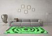 Machine Washable Abstract Emerald Green Modern Area Rugs in a Living Room,, wshabs741emgrn