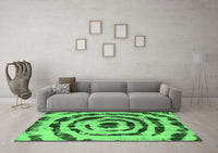 Machine Washable Abstract Emerald Green Modern Rug, wshabs741emgrn