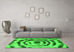 Machine Washable Abstract Green Modern Area Rugs in a Living Room,, wshabs741grn