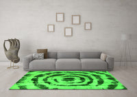 Machine Washable Abstract Green Modern Rug, wshabs741grn