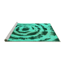 Sideview of Machine Washable Abstract Turquoise Modern Area Rugs, wshabs741turq