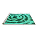 Sideview of Machine Washable Abstract Turquoise Modern Area Rugs, wshabs741turq