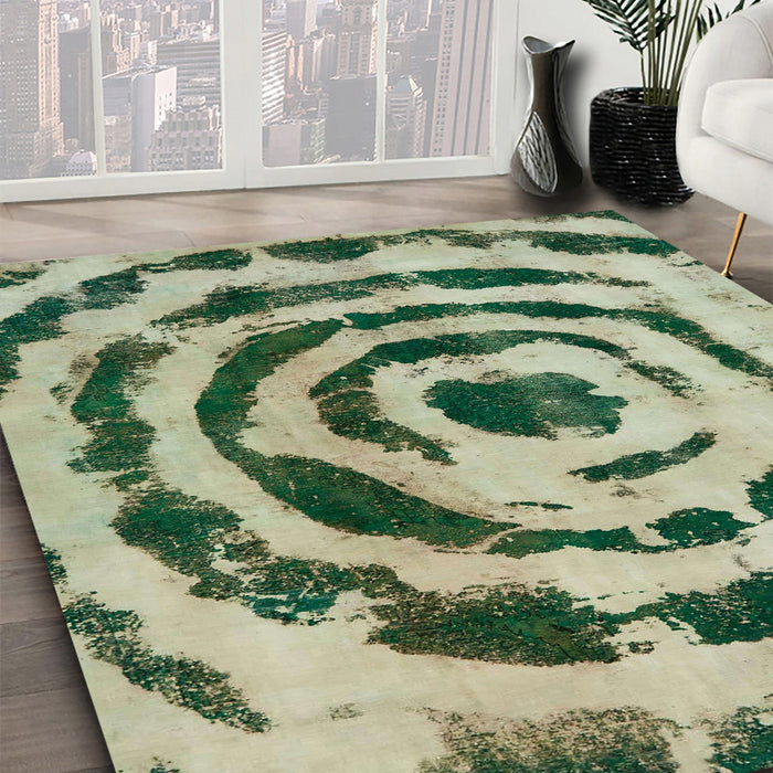 Abstract Sage Green Modern Rug in Family Room, abs741