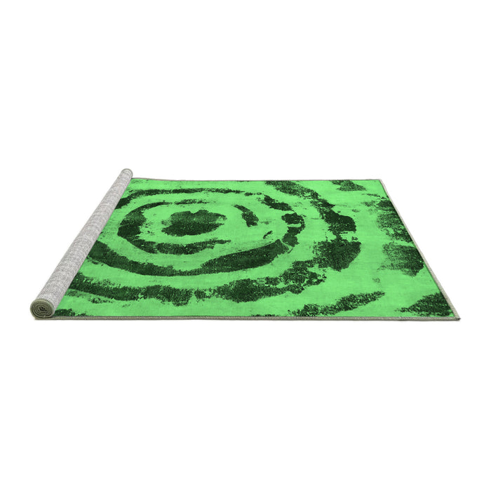 Sideview of Machine Washable Abstract Emerald Green Modern Area Rugs, wshabs741emgrn
