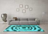 Machine Washable Abstract Light Blue Modern Rug, wshabs741lblu