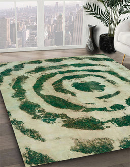 Machine Washable Abstract Sage Green Rug in a Family Room, wshabs741