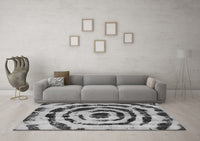 Machine Washable Abstract Gray Modern Rug, wshabs741gry