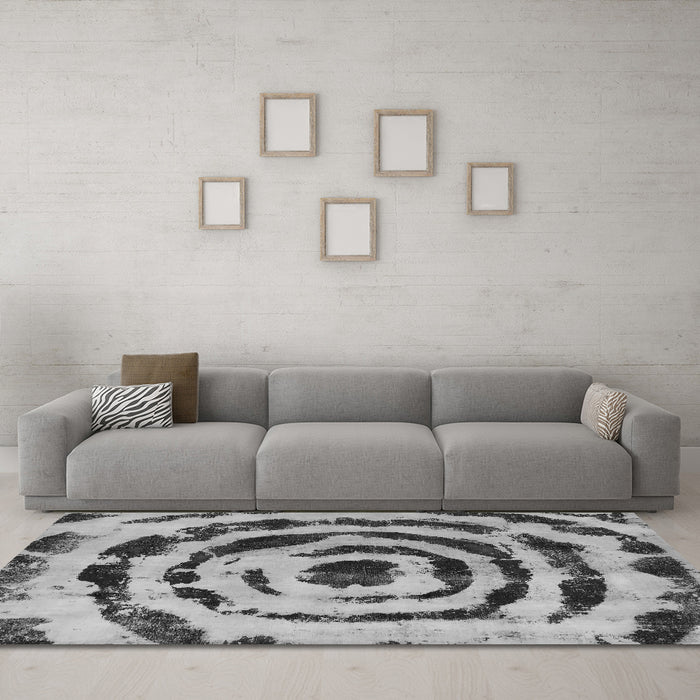 Machine Washable Abstract Gray Modern Rug in a Living Room,, wshabs741gry