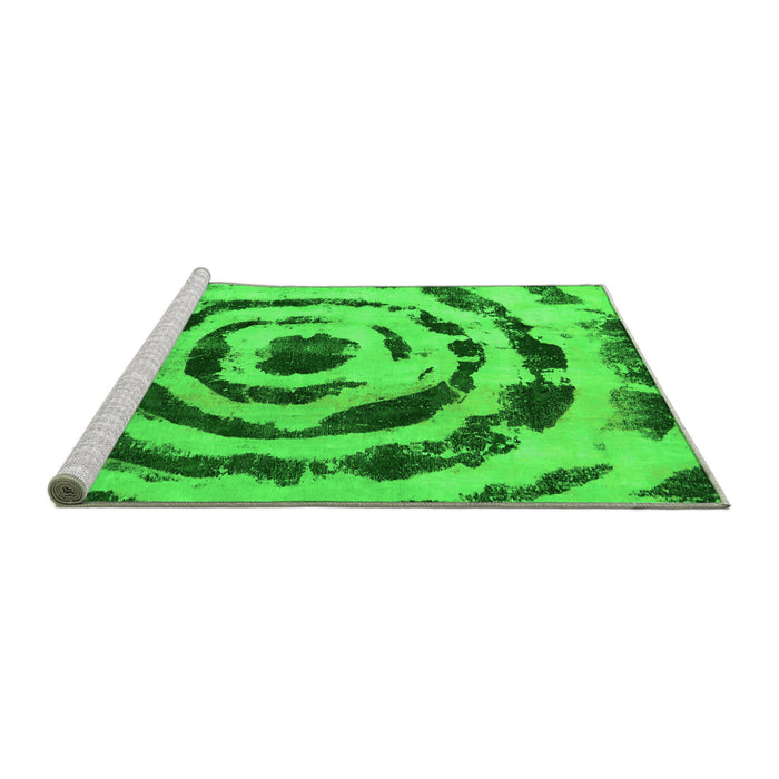 Sideview of Machine Washable Abstract Green Modern Area Rugs, wshabs741grn