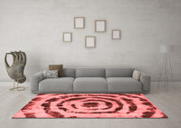 Machine Washable Abstract Red Modern Rug, wshabs741red