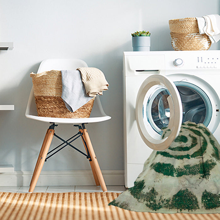 Machine Washable Abstract Sage Green Rug in a Washing Machine, wshabs741