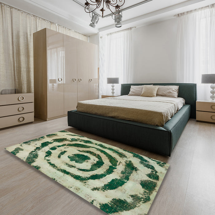 Machine Washable Abstract Sage Green Rug in a Bedroom, wshabs741
