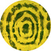 Round Abstract Yellow Modern Rug, abs741yw