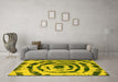 Machine Washable Abstract Yellow Modern Rug in a Living Room, wshabs741yw