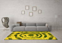 Machine Washable Abstract Yellow Modern Rug, wshabs741yw