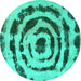 Round Abstract Turquoise Modern Rug, abs741turq