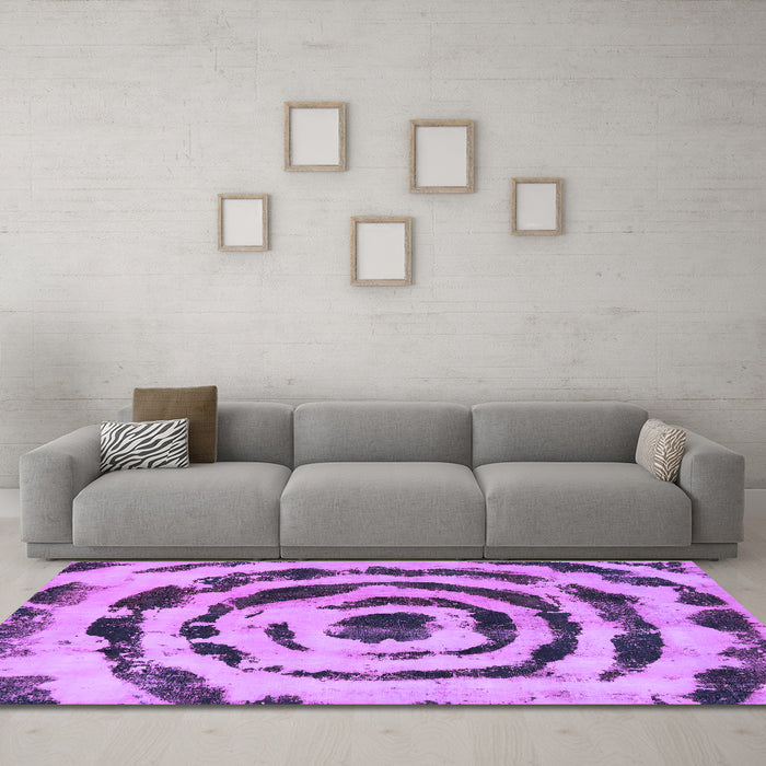 Machine Washable Abstract Purple Modern Area Rugs in a Living Room, wshabs741pur