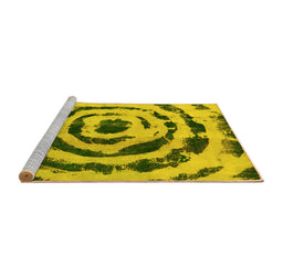 Sideview of Machine Washable Abstract Yellow Modern Rug, wshabs741yw