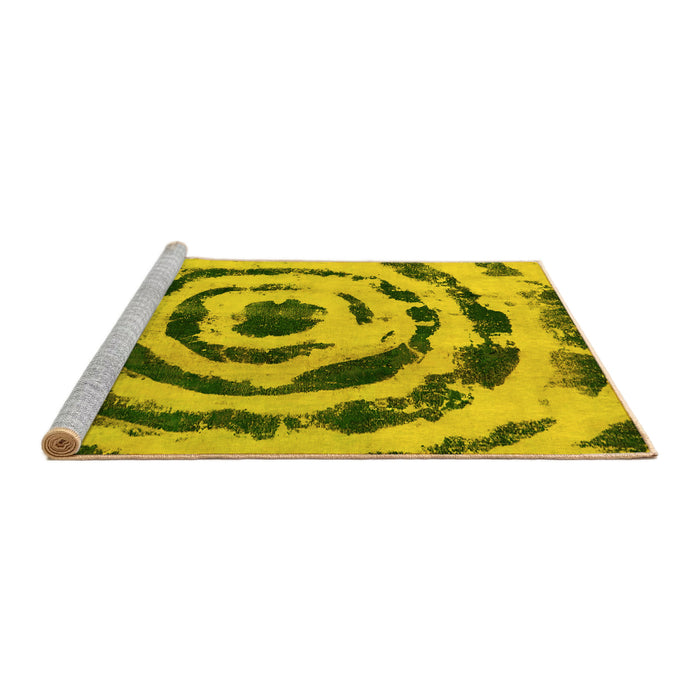 Sideview of Machine Washable Abstract Yellow Modern Rug, wshabs741yw