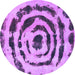 Round Machine Washable Abstract Purple Modern Area Rugs, wshabs741pur