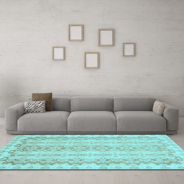 Machine Washable Abstract Light Blue Modern Rug in a Living Room, wshabs742lblu