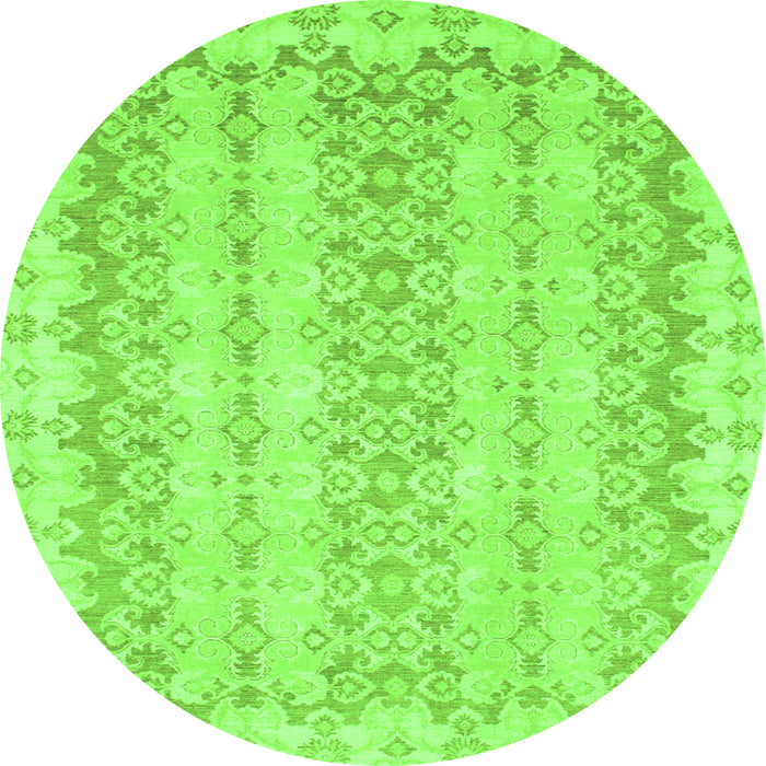 Round Abstract Green Modern Rug, abs742grn