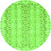 Round Abstract Green Modern Rug, abs742grn