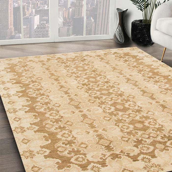 Machine Washable Abstract Orange Rug in a Family Room, wshabs742