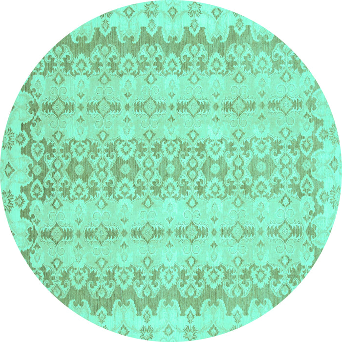 Round Abstract Turquoise Modern Rug, abs742turq