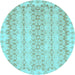 Round Machine Washable Abstract Light Blue Modern Rug, wshabs742lblu