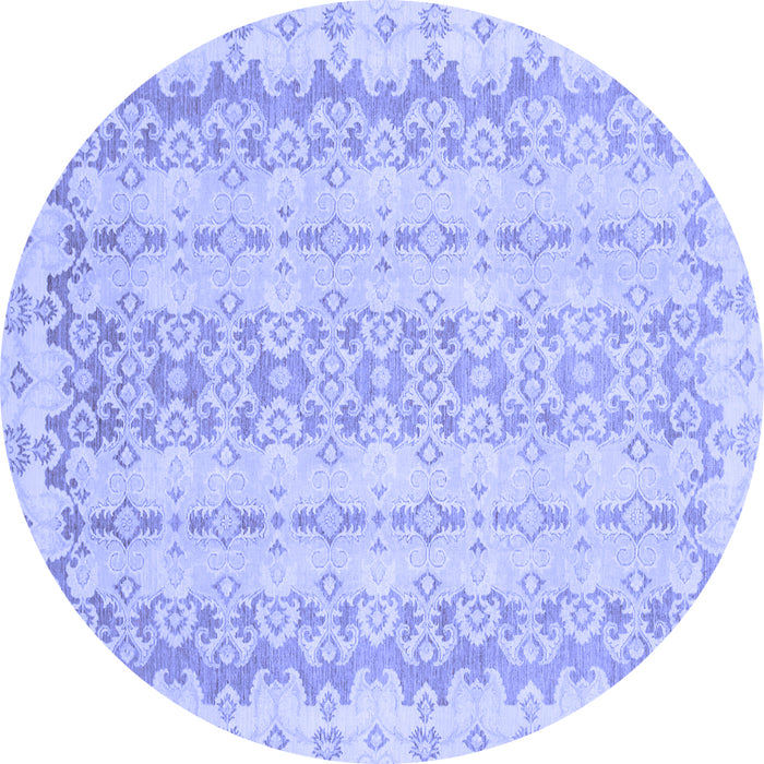 Round Machine Washable Abstract Blue Modern Rug, wshabs742blu
