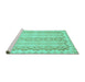 Sideview of Machine Washable Abstract Turquoise Modern Area Rugs, wshabs742turq