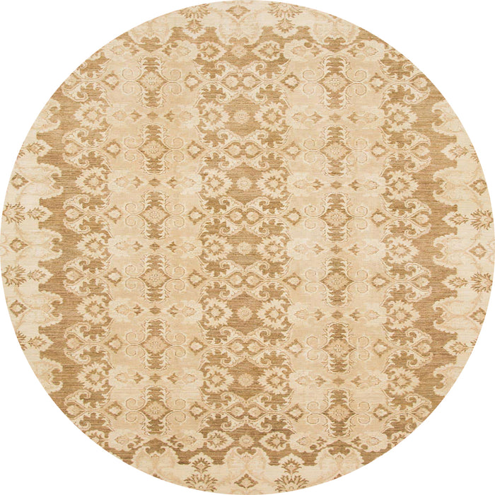 Round Machine Washable Abstract Orange Rug, wshabs742