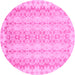 Round Abstract Pink Modern Rug, abs742pnk