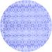 Round Abstract Blue Modern Rug, abs742blu