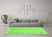 Machine Washable Abstract Green Modern Area Rugs in a Living Room,, wshabs742grn