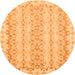 Round Machine Washable Abstract Orange Modern Area Rugs, wshabs742org