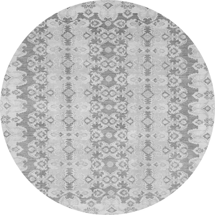 Round Machine Washable Abstract Gray Modern Rug, wshabs742gry