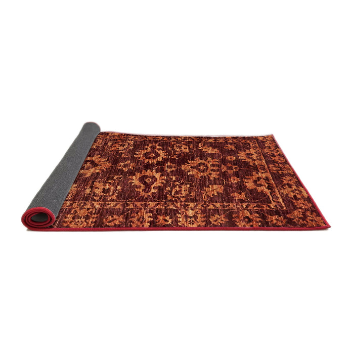 Sideview of Abstract Dark Red Modern Rug, abs743