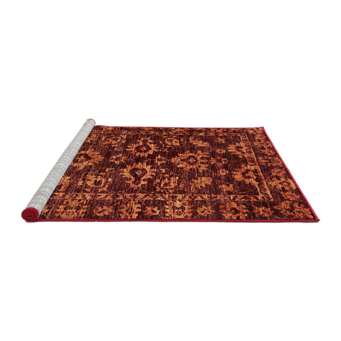 Sideview of Machine Washable Abstract Dark Red Rug, wshabs743