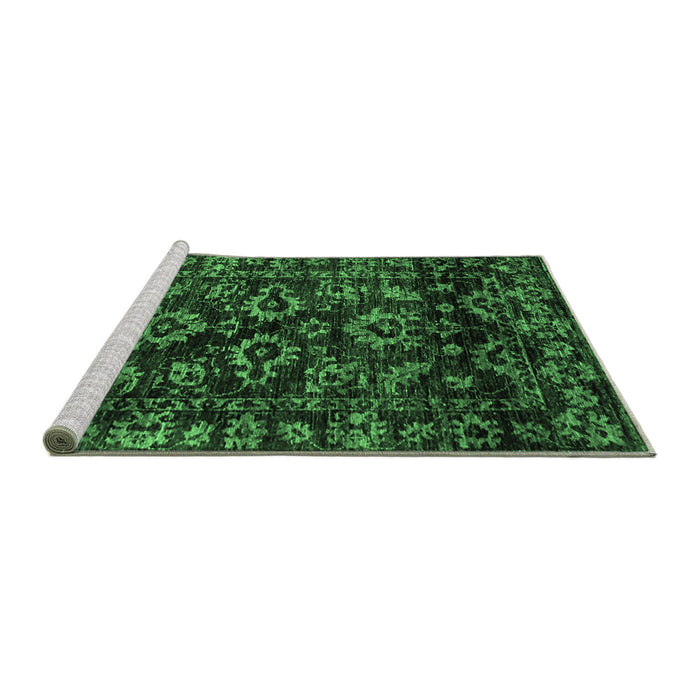 Sideview of Machine Washable Abstract Emerald Green Modern Area Rugs, wshabs743emgrn
