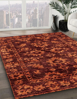 Machine Washable Abstract Dark Red Rug in a Family Room, wshabs743
