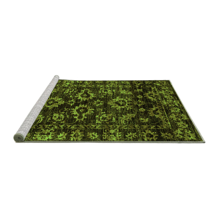 Sideview of Machine Washable Abstract Green Modern Area Rugs, wshabs743grn