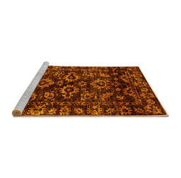 Sideview of Machine Washable Abstract Yellow Modern Rug, wshabs743yw
